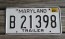 Maryland Black White License Plate 1982