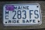 Maine Motorcycle License Plate Ride Safe 2013