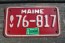 Maine ATV License Plate Motorcycle Sized Red White 2002