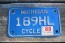 Michigan Motorcycle License Plate White Blue 1988