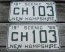 New Hampshire Green White License Plate Pair Scenic 1965