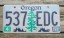  Oregon Tree and Mountains License Plate 2015