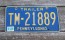 Pennsylvania Yellow Blue License Plate 1988
