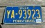 Pennsylvania Yellow Blue License Plate 1994