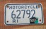 Rhode Island Motorcycle License Plate 1994 White Blue