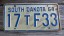 South Dakota White Blue License Plate 1964