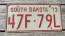South Dakota White Red License Plate 1973