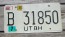 Utah Black White License Plate 1998