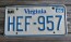 Virginia White Blue Border License Plate 1986
