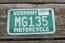 Vermont Motorcycle License Plate Green White 2016